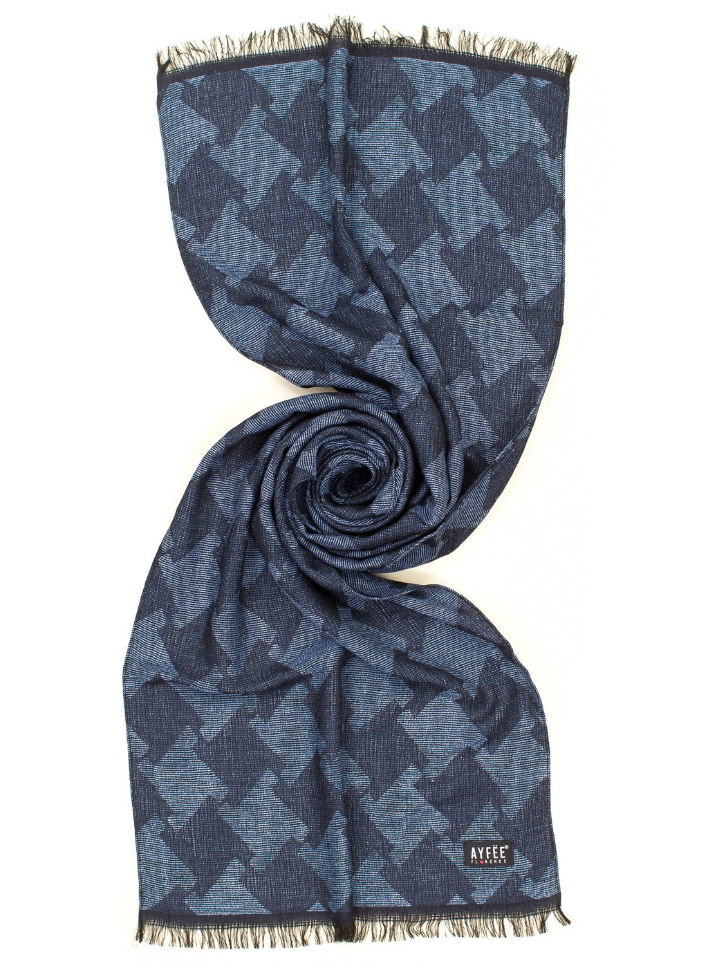 STOLA UOMO JACQUARD GEOMETRIC, 45X180 - BLUE